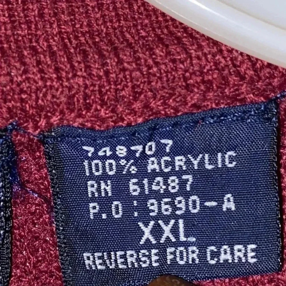 Vintage John Blair Polo Button Up Pullover Sweater Maroon White Stripe Men XXL - Picture 3 of 6